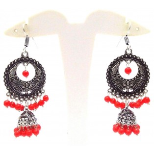 Silver Oxidized Earring Jhumka Jhumki Imitation Ethnic Jewelry Long Dangle AE17